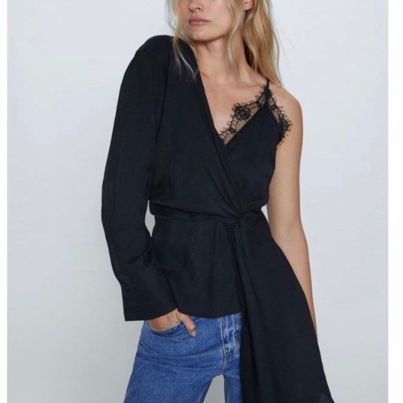 Zara Asymmetrical Camisole Top Black Size Small NWOT - Picture 2 of 5